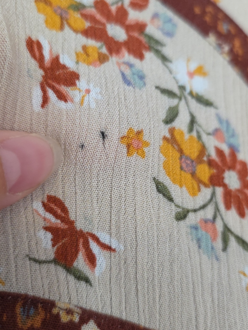 Maurices Cream Floral Peasant Tunic with Rust Trim - Picture 4 of 6